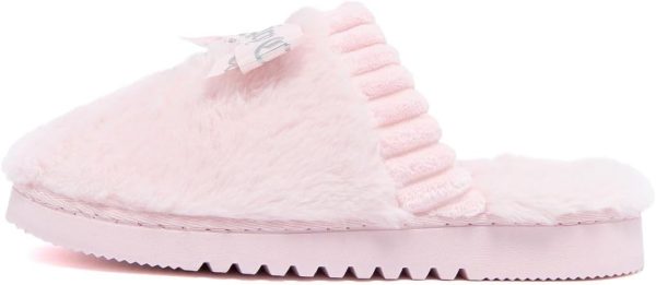 Juicy Couture Women's Faux Fur Slippers – Fuzzy Closed-Toe, Fluffy Winter House Shoes, Comfortable Slip-Ons speedtest