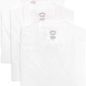 Brooks Brothers Men's 3 Pack Combed Cotton V-Neck Short Sleeve Tee Undershirt Shirt Pack White sora2