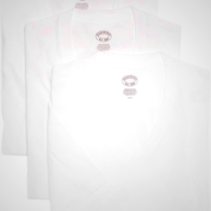 Brooks Brothers Men's 3 Pack Combed Cotton V-Neck Short Sleeve Tee Undershirt Shirt Pack White