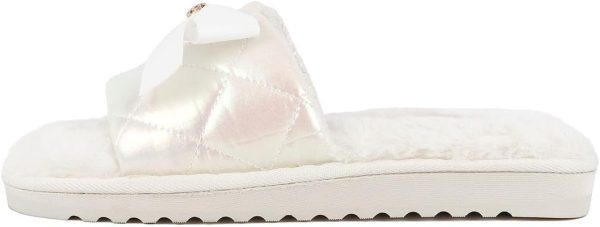 Juicy Couture Women's Faux Fur Slide Sandal Slippers, Open Toe, Comfortable Indoor Outdoor House Shoes couture