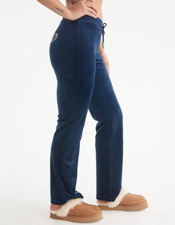 Juicy Couture Womens Rib Waist Velour Pants with Drawcord-2
