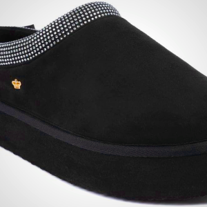 Juicy Couture Women's Cozy Slipper Mule – Plush Indoor Outdoor House Shoe with Memory Foam and Faux Fur Lining