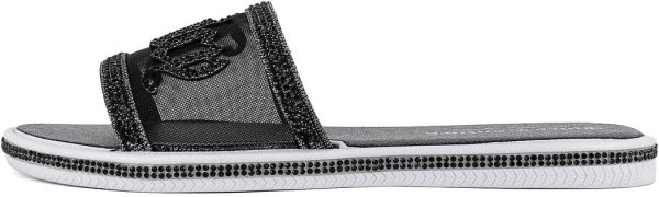 Juicy Couture Women's Slide Sandals - Glitter Bling Open Toe Sparkle Flats - Dressy Summer Casual Footwear sora