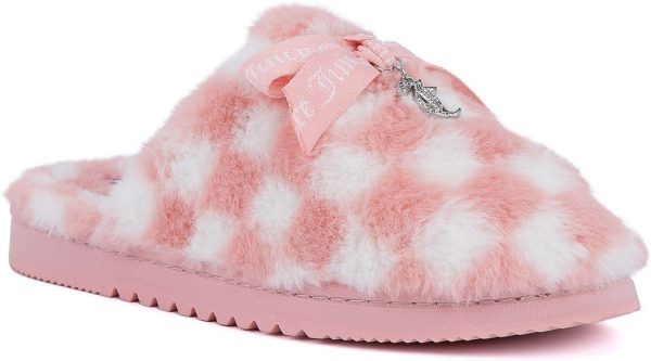 Juicy Couture Women's Faux Fur Slippers – Fuzzy Closed-Toe, Fluffy Winter House Shoes, Comfortable Slip-Ons couture pronunciation