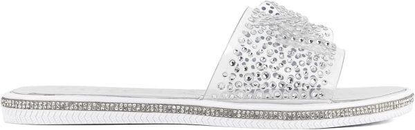 Juicy Couture Women's Slide Sandals - Glitter Bling Open Toe Sparkle Flats - Dressy Summer Casual Footwear juicy beauty