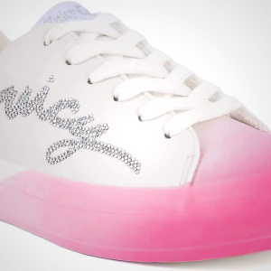 Juicy Couture Women's Platform Sneaker Glitter Script Logo – Casual Lace-Up Shoes for Everyday Style - Aurelie