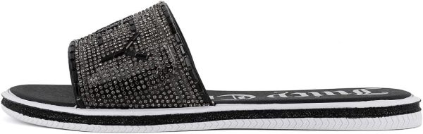 Juicy Couture Women's Slide Sandals - Glitter Bling Open Toe Sparkle Flats - Dressy Summer Casual Footwear sora2