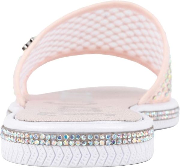 Juicy Couture Women's Slide Sandals - Glitter Bling Open Toe Sparkle Flats - Dressy Summer Casual Footwear juicy juice