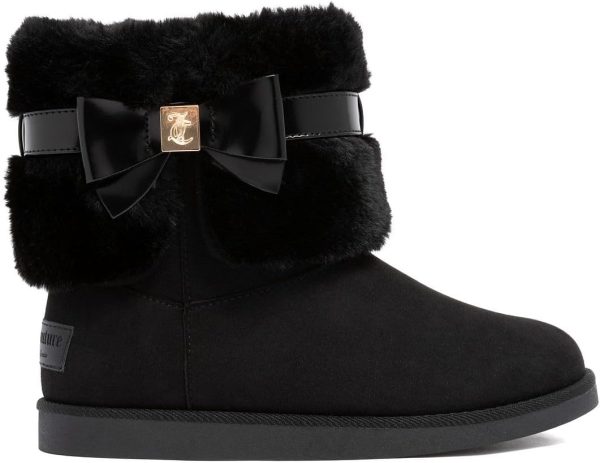 Juicy Couture Women’s Winter Boots – Faux Fur Lined Ankle Booties with Bow Accent, Cozy Slip On Fashion Shoes couture pronunciation