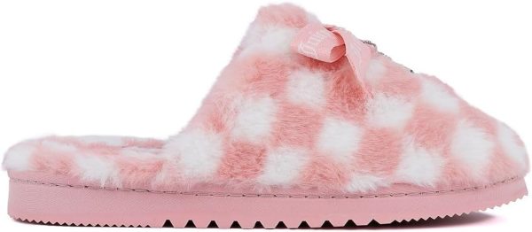 Juicy Couture Women's Faux Fur Slippers – Fuzzy Closed-Toe, Fluffy Winter House Shoes, Comfortable Slip-Ons scholar