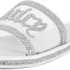 Juicy Couture Women's Slide Sandals - Glitter Bling Open Toe Sparkle Flats - Dressy Summer Casual Footwear scholar