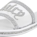 Juicy Couture Women's Slide Sandals - Glitter Bling Open Toe Sparkle Flats - Dressy Summer Casual Footwear scholar