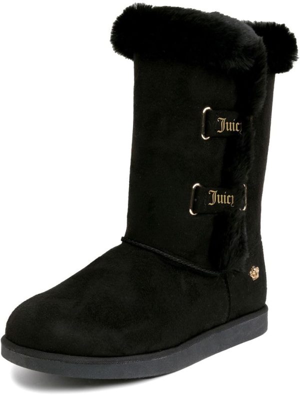 Juicy Couture Women's Tall Slip On Winter Snow Boots Warm & Insulated Fur Lining Comfortable Fashion Booties sora2