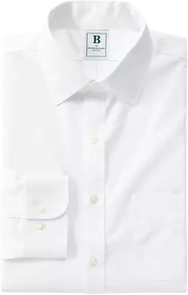 Brooks Brothers B Men’s Regular Fit White Dress Shirt (17" Neck, 32"/33" Sleeves) bing