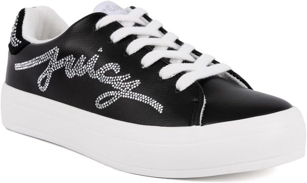 Juicy Couture Women's Platform Sneaker Glitter Script Logo – Casual Lace-Up Shoes for Everyday Style - Aurelie platform sandals