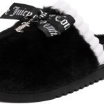 Juicy Couture Women's Faux Fur Slippers – Fuzzy Closed-Toe, Fluffy Winter House Shoes, Comfortable Slip-Ons juicy juice