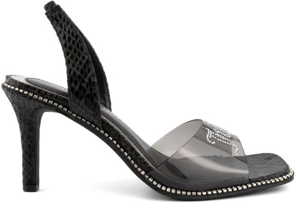 Juicy Couture Women's High Heels - Slingback Dress Sandals Featuring Lucite Strap and Dazzling Rhinestone Logo Embellishments higheredjobs