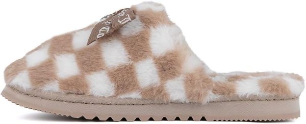 Juicy Couture Women's Faux Fur Slippers – Fuzzy Closed-Toe, Fluffy Winter House Shoes, Comfortable Slip-Ons couture pop ups