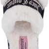 Juicy Couture Women's Faux Fur Slide Sandal Slippers, Open Toe, Comfortable Indoor Outdoor House Shoes faux