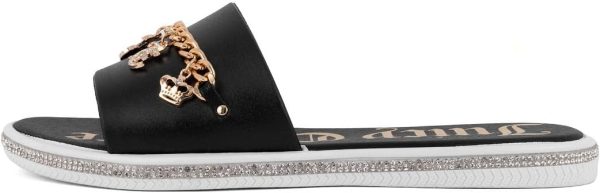 Juicy Couture Women's Slide Sandals - Glitter Bling Open Toe Sparkle Flats - Dressy Summer Casual Footwear slidev