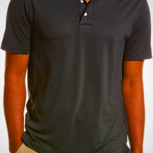 Brooks Brothers Men's Short Sleeve Performance Stretch Polo Shirt, Solid, Black, X-Large