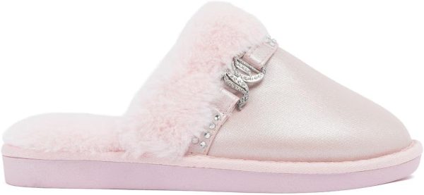 Juicy Couture Women's Faux Fur Slippers – Fuzzy Closed-Toe, Fluffy Winter House Shoes, Comfortable Slip-Ons faux pas