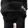 Juicy Couture Women's Faux Fur Platform Slippers – Fluffy Cozy Indoor Outdoor Slip-On House Shoes couture font