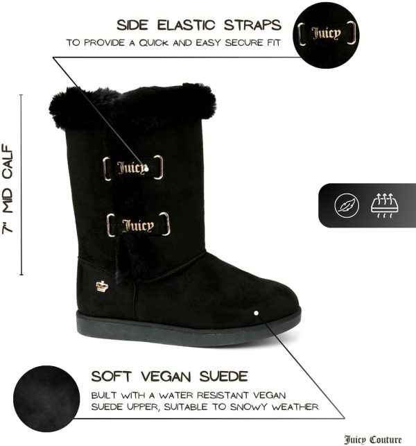 Juicy Couture Women's Tall Slip On Winter Snow Boots Warm & Insulated Fur Lining Comfortable Fashion Booties-1