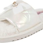 Juicy Couture Women's Faux Fur Slide Sandal Slippers, Open Toe, Comfortable Indoor Outdoor House Shoes juicy seafood and bar