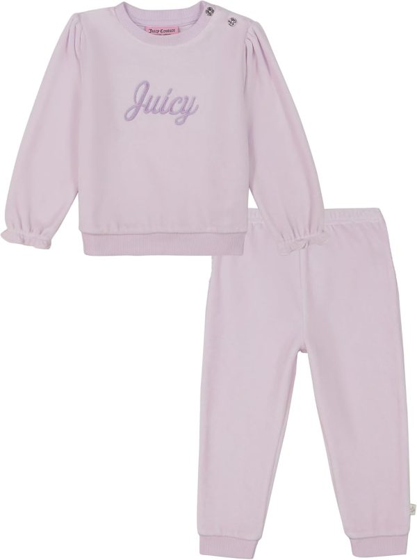 Juicy Couture baby-girls 2pc Velour Pant Set juicy crab