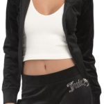Juicy Couture Women's Hallow Bling Velour Hoodie-0