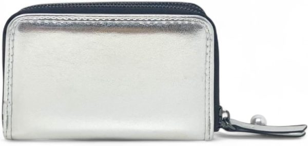 Juicy Couture Women's Medium Double Zip Around Wallet (String of Pearls Velour Liquorice/Silver) medium