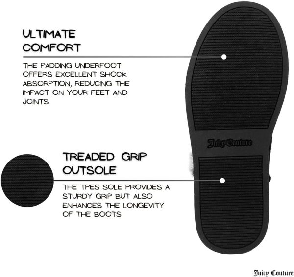 Juicy Couture Women's Tall Slip On Winter Snow Boots Warm & Insulated Fur Lining Comfortable Fashion Booties-4