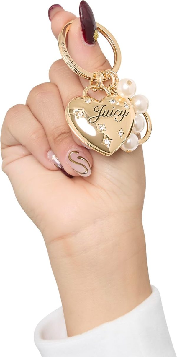 Juicy Couture Cute Key Chains for Women, Gold-Tone Logo Keychain with Clear Crystals, Juicy Gifts juicy juice
