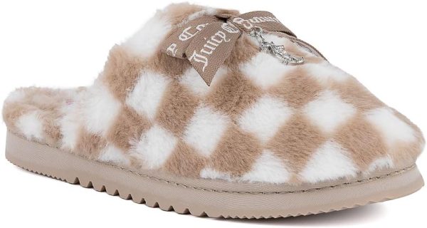 Juicy Couture Women's Faux Fur Slippers – Fuzzy Closed-Toe, Fluffy Winter House Shoes, Comfortable Slip-Ons juicy crab