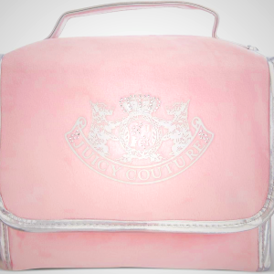 Juicy Couture Pink Makeup Bag Cosmetics Organizer Travel Essentials Hanging Hook Silver Terroir Dog Rhinestone Crown Velour