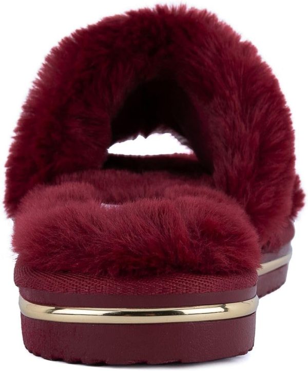 Juicy Couture Women's Faux Fur Slide Sandal Slippers, Open Toe, Comfortable Indoor Outdoor House Shoes-3