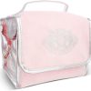 Juicy Couture Pink Makeup Bag Cosmetics Organizer Travel Essentials Hanging Hook Silver Terroir Dog Rhinestone Crown Velour pink palm puff