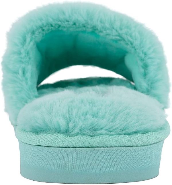 Juicy Couture Women's Plush Faux Fur Slippers – Cozy Open-Toe Slides, Soft Indoor/Outdoor House Shoes speedtest