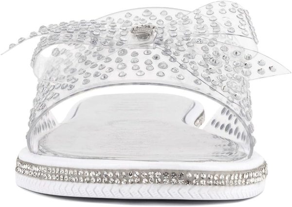 Juicy Couture Women's Slide Sandals - Glitter Bling Open Toe Sparkle Flats - Dressy Summer Casual Footwear-3