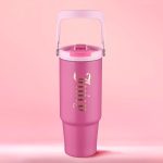 Juicy Couture Flip Fusion Hydration 40oz Stainless Steel Tumbler with Flip Handle, Hot Pink juicy couture bag