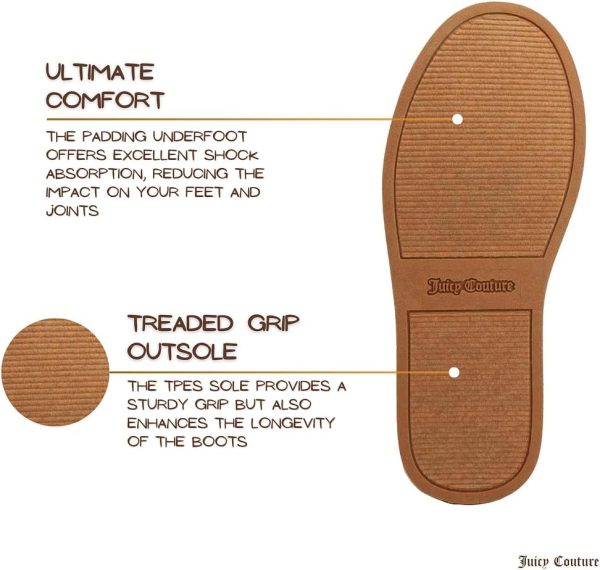 Juicy Couture Women's Tall Slip On Winter Snow Boots Warm & Insulated Fur Lining Comfortable Fashion Booties-4