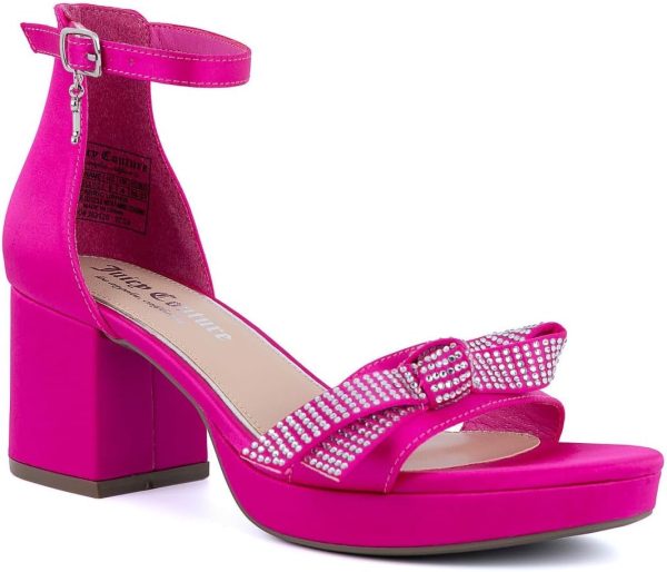 Juicy Couture Women's Open Toe Ankle Strap Low Block Chunky Heels Sandals - Dress Pumps Shoes-0