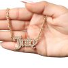 Juicy Couture Necklace for Women Gothic Logo Pendant, 18"+2" Gold-Tone Juicy Necklace with Clear Crystals logo maker