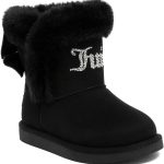Juicy Couture Girls Winter Boots Warm Insulated Fashion Booties Mid Calf Outdoor Snow Boot for Toddler/Little Kid/Big Kid bootstrap icons