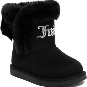 Juicy Couture Girls Winter Boots Warm Insulated Fashion Booties Mid Calf Outdoor Snow Boot for Toddler/Little Kid/Big Kid bootstrap icons