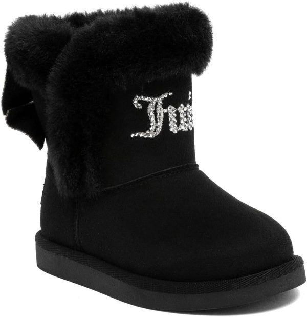 Juicy Couture Girls Winter Boots Warm Insulated Fashion Booties Mid Calf Outdoor Snow Boot for Toddler/Little Kid/Big Kid bootstrap icons