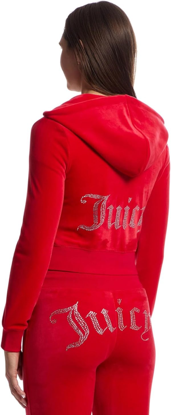 Juicy Couture womens Solid Classic Juicy Hoodie With Back Bling juicy made