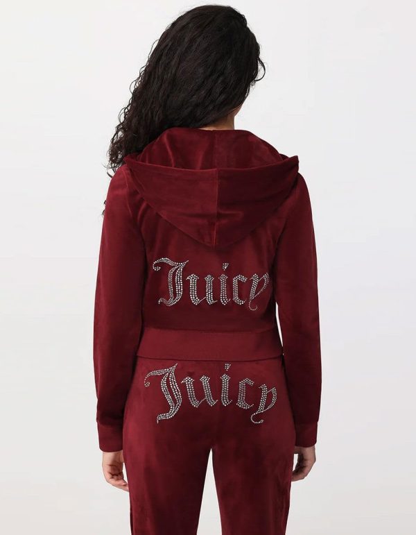 Juicy Couture womens Solid Classic Juicy Hoodie With Back Bling-1