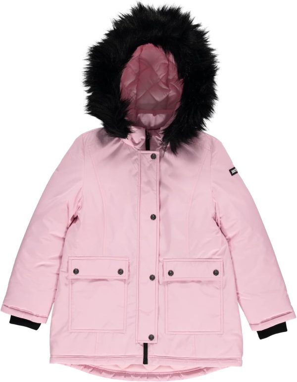 Juicy Couture Girls Coat, Faux Fur Hooded Winter Jacket, Warm Padded Parka Hoodie, Kids Heavyweight Winter Coat-1